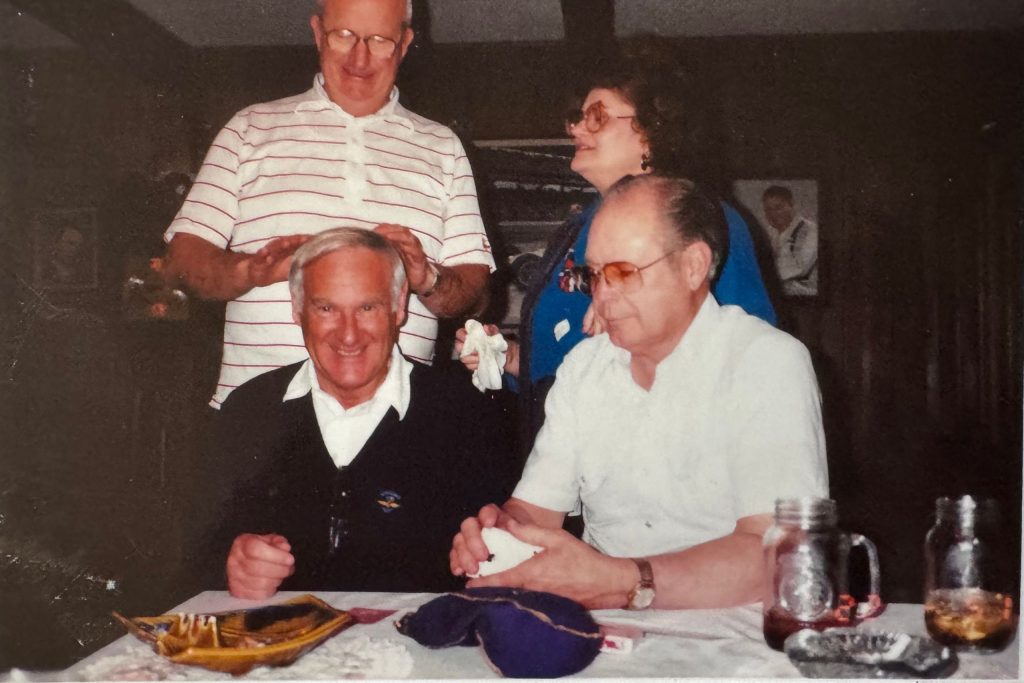 At the Ruby home in Texas, Lloyd showing us a few tricks. Stan Benge & Peggy in the background